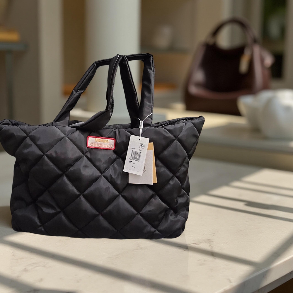 NWT Customer Return Urban Originals Black Quilted Tote Bag